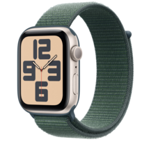 Apple Watch SE GPS 44mm Starlight Aluminium Case with Lake Green Sport Loop