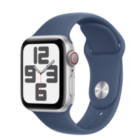Apple Watch SE GPS + Cellular 40mm Silver Aluminium Case with Denim Sport Band - S/M