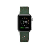 Zdjęcie do “JINYA Vogue Leather Band Green/Orange Dot 38/40mm - pasek dla Apple Watch”.