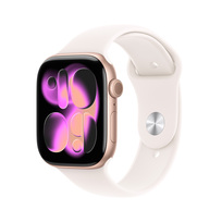 Zdjęcie do “Apple Watch Series 11 GPS + Cellular 46mm Rose Gold Aluminium Case with Light Blush Sport Band - S/M”.