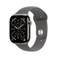 Zdjęcie do “Apple Watch Series 11 GPS + Cellular 46mm Natural Titanium Case with Stone Grey Sport Band - S/M”.
