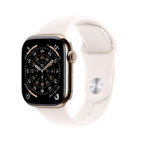 Zdjęcie do “Apple Watch Series 11 GPS + Cellular 46mm Gold Titanium Case with Light Blush Sport Band - M/L”.