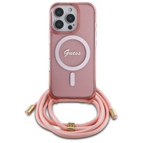Zdjęcie do “Guess Crossbody Cord Script MagSafe różowy - etui iPhone 16 Pro Max - Produkt otwarty”.