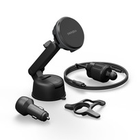 Zdjęcie do “ENERGEA Magarctic Drive 25W Qi2 do kratki/na kokpit/do szyby z ładowarką samochodową 45W szary - Uchwyt samochodowy”.