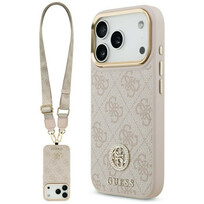 Zdjęcie do “Guess 4G Strass Logo Big Strap Metal Buttons MS różowy - etui iPhone 17 Pro”.