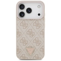 Zdjęcie do “Guess Leather 4G Triangle Strass MS różowy - etui iPhone 17 Pro Max”.