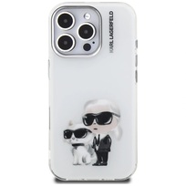 Zdjęcie do “Karl Lagerfeld IML Aquarelle Karl Choupette Logo biały - etui iPhone 16 Pro”.