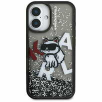 Zdjęcie do “Karl Lagerfeld Liquid Glitter Choupette Logo czarny - etui iPhone 16”.