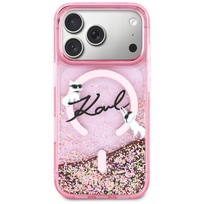Zdjęcie do “Karl Lagerfeld Liquid Glitter Karl Script Logo MS różowy - etui iPhone 17 Pro”.