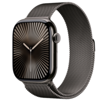 Zdjęcie do “Apple Watch Series 10 GPS + Cellular 46mm Slate Titanium Case with Slate Milanese Loop - S/M - Produkt otwarty”.