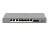 Cisco Meraki GO GS110-8 Switch, 8 x 10/100/1000 + 2 x SFP (mini-GBIC) (uplink)
