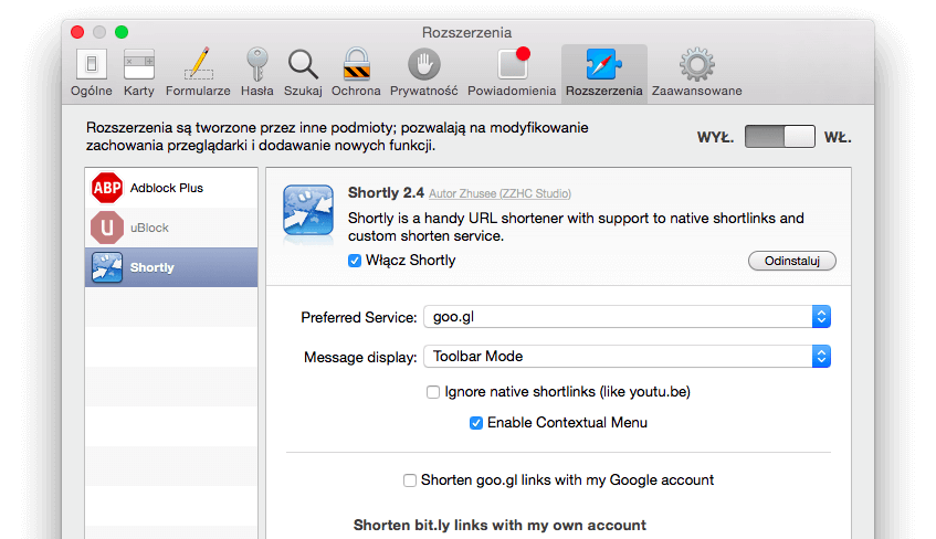 Zdjęcie do “Skracacz linków jako rozszerzenie Safari.”.